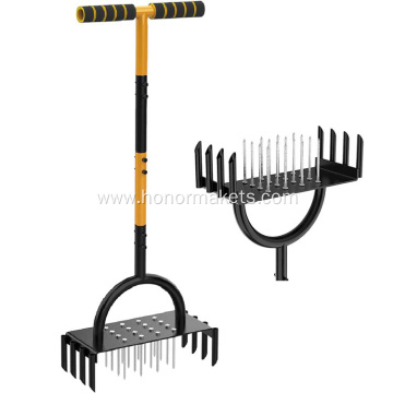 Aerator Lawn Tool Manual Dethatching & Soil Aerator Lawn Yard Tool with 16 Iron Spikes and 8 Cores garden hand tools